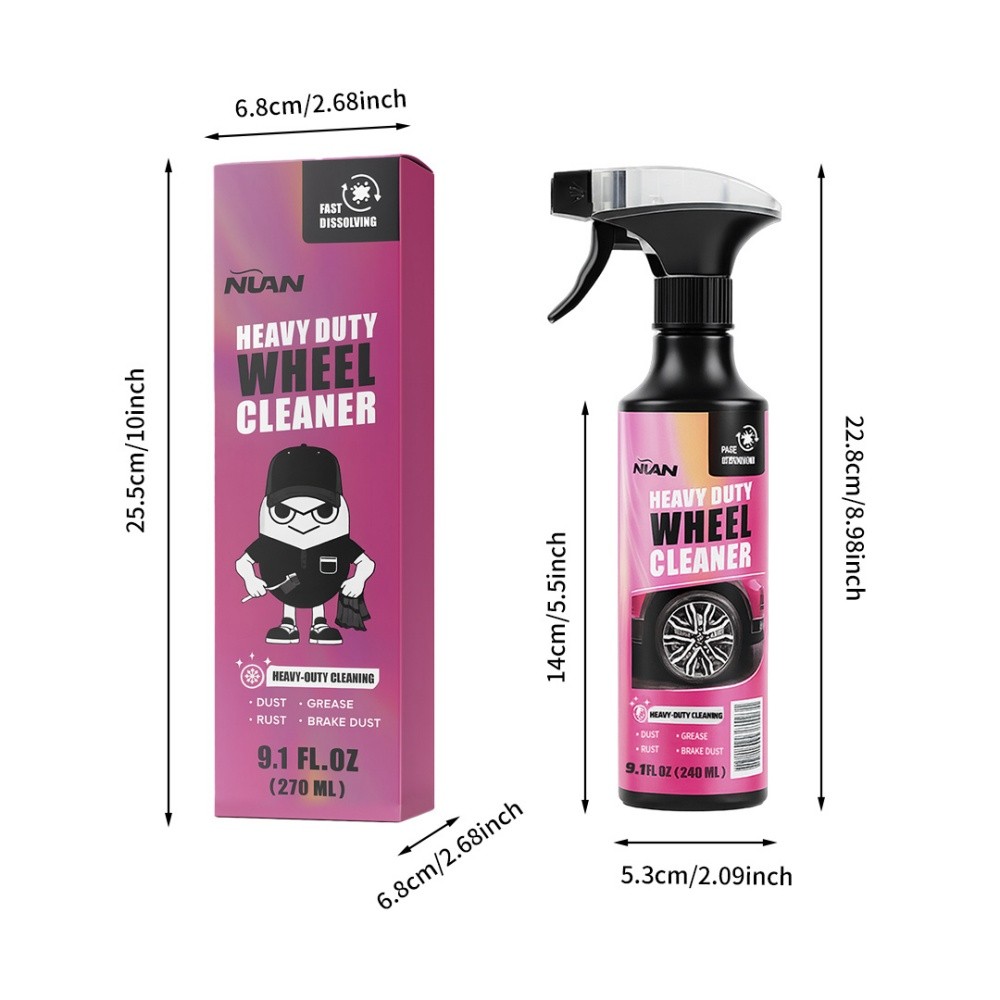 1-3Pack 270ml Powerful Wheel Cleaner Repair Polishing Car Rim Tire Cleaning Kit