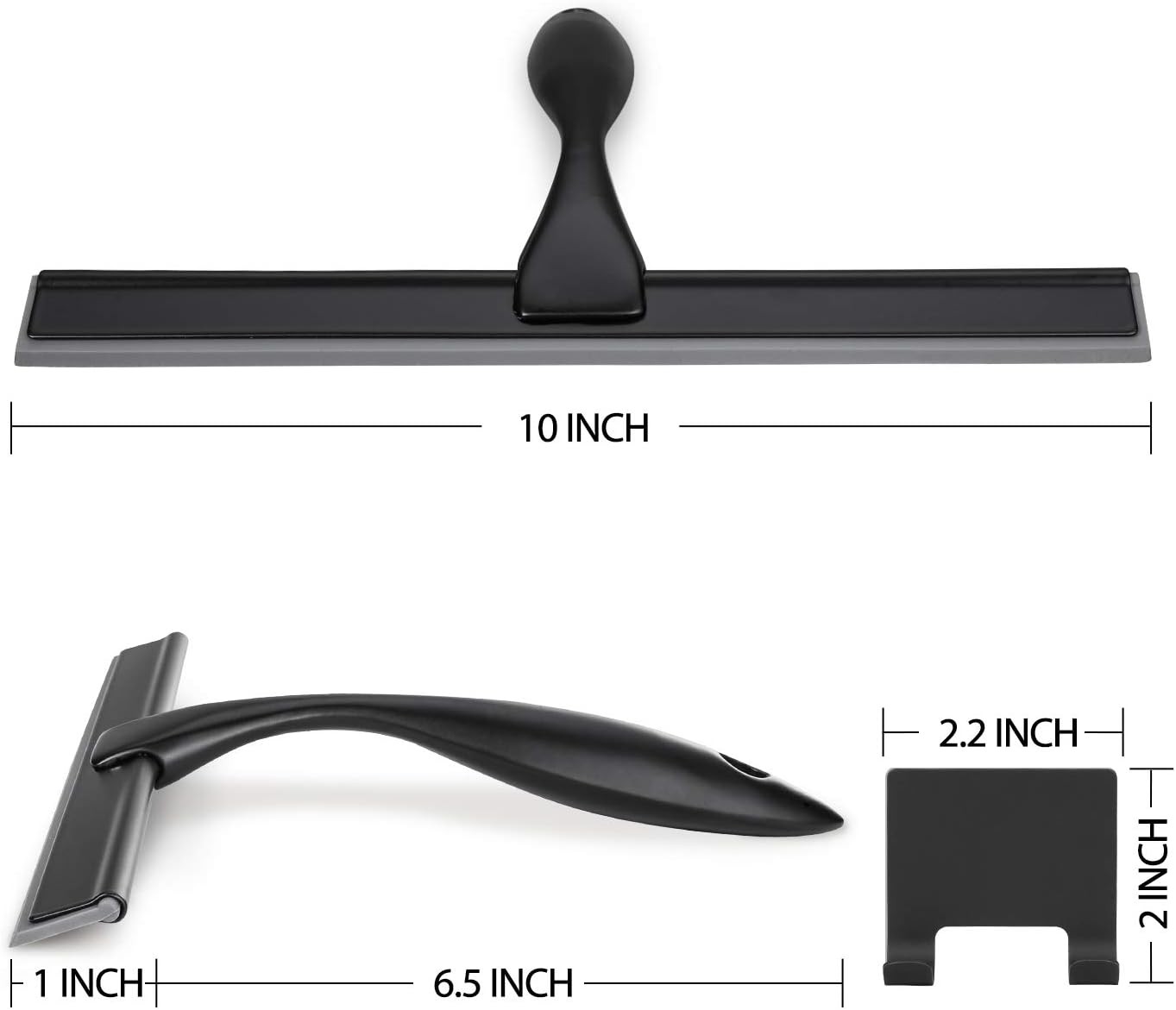 10 Inch Window Squeegee HIWARE Stainless Steel Black Shower