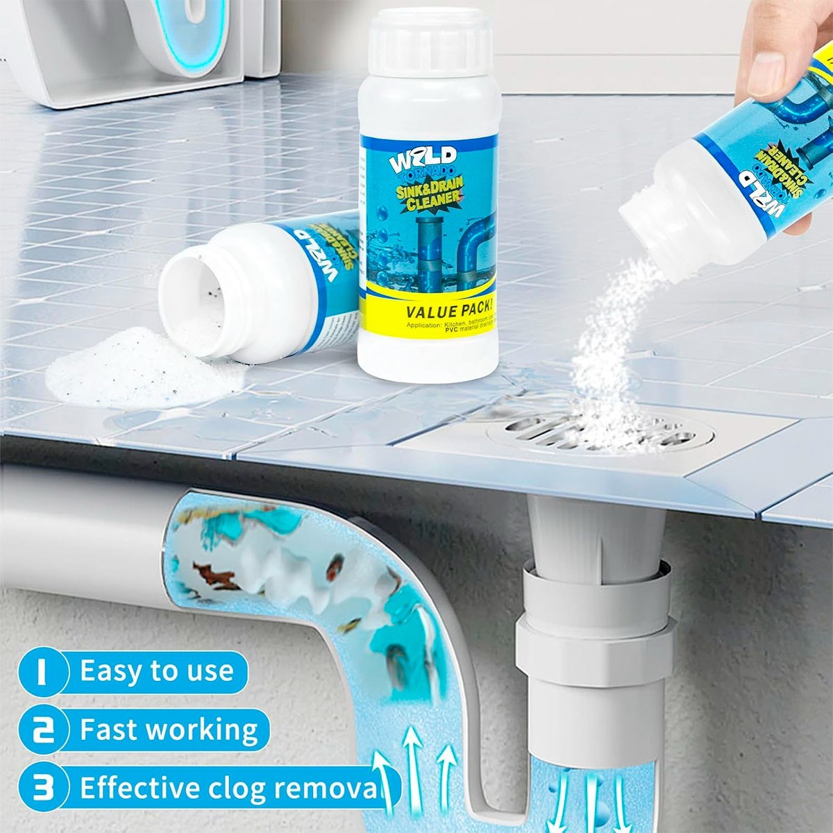 TurboClean Multi-Surface Powder Cleaner – Helps Reduce Buildup on Sinks, Drains