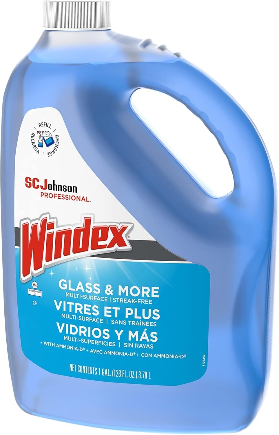 Windex Glass Cleaner, 128 Oz Bottle – Streak-Free, Recycled Material, Case of 4