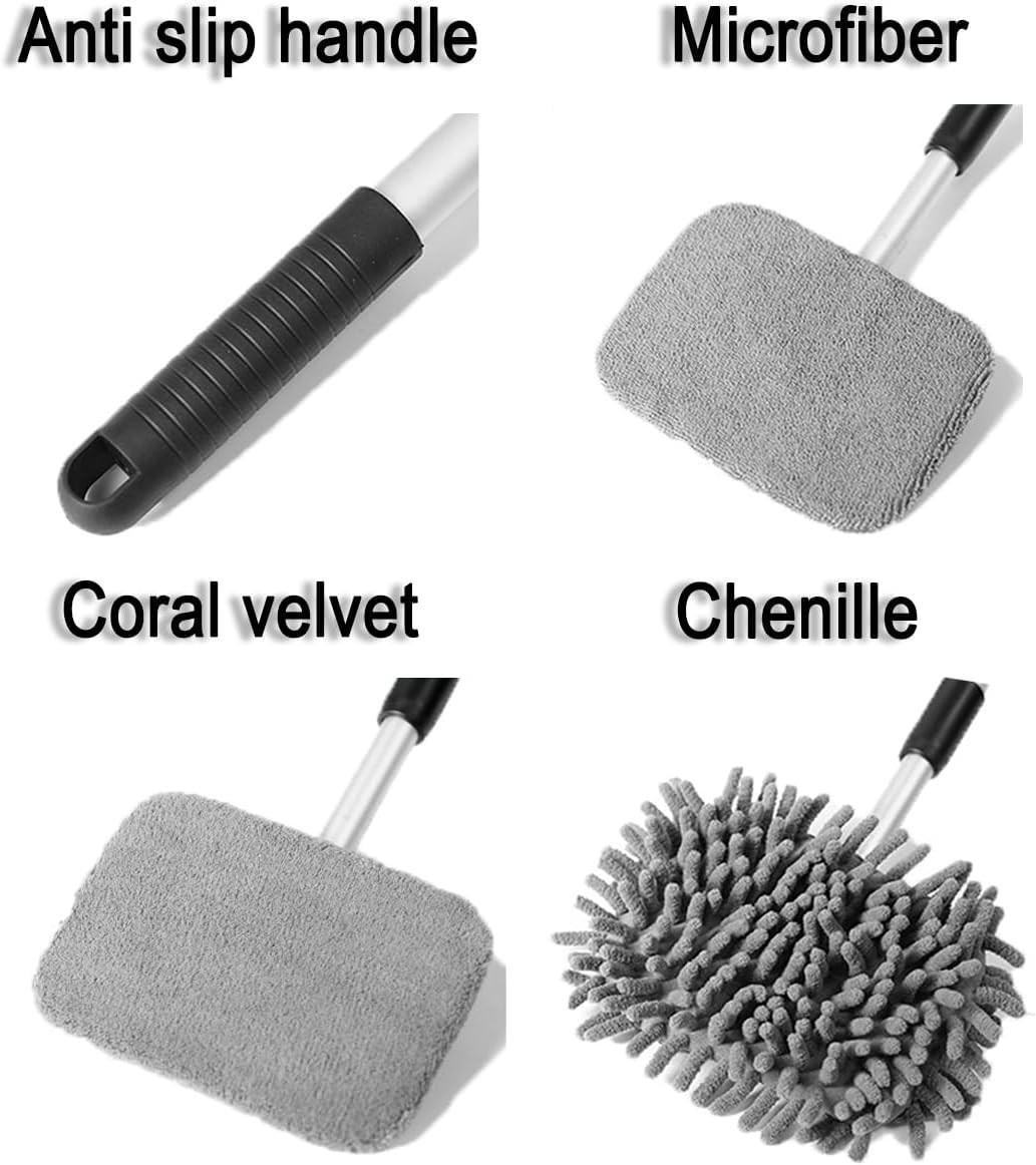 Compact 3-in-1 Vehicle Cleaning Brush with Telescopic Handle for Optimal