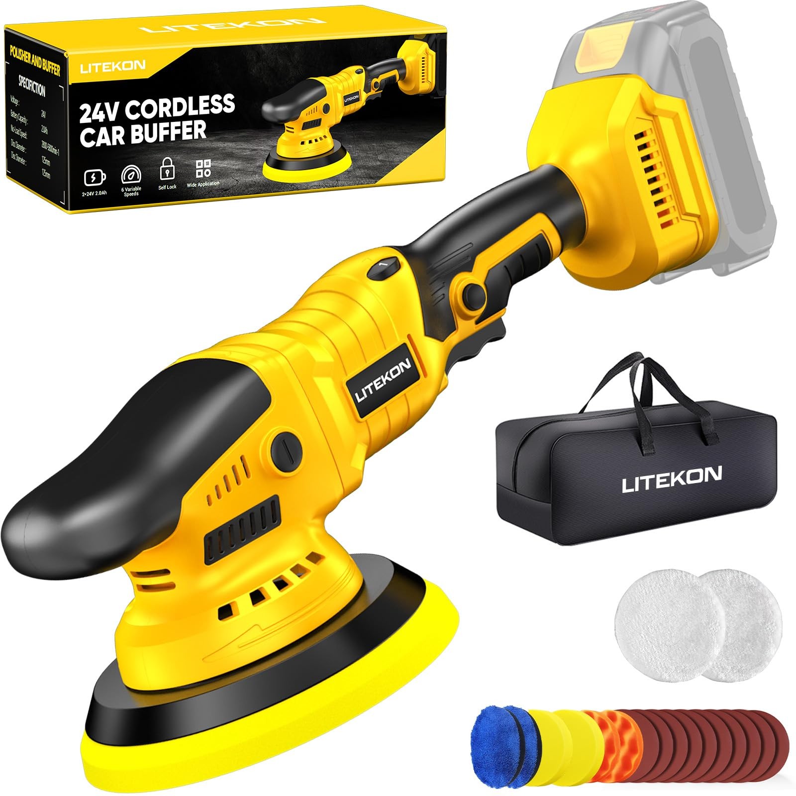 Cordless Buffer Polisher Kit Compatible With De-Walt 20V BatteryNo Battery, 2…