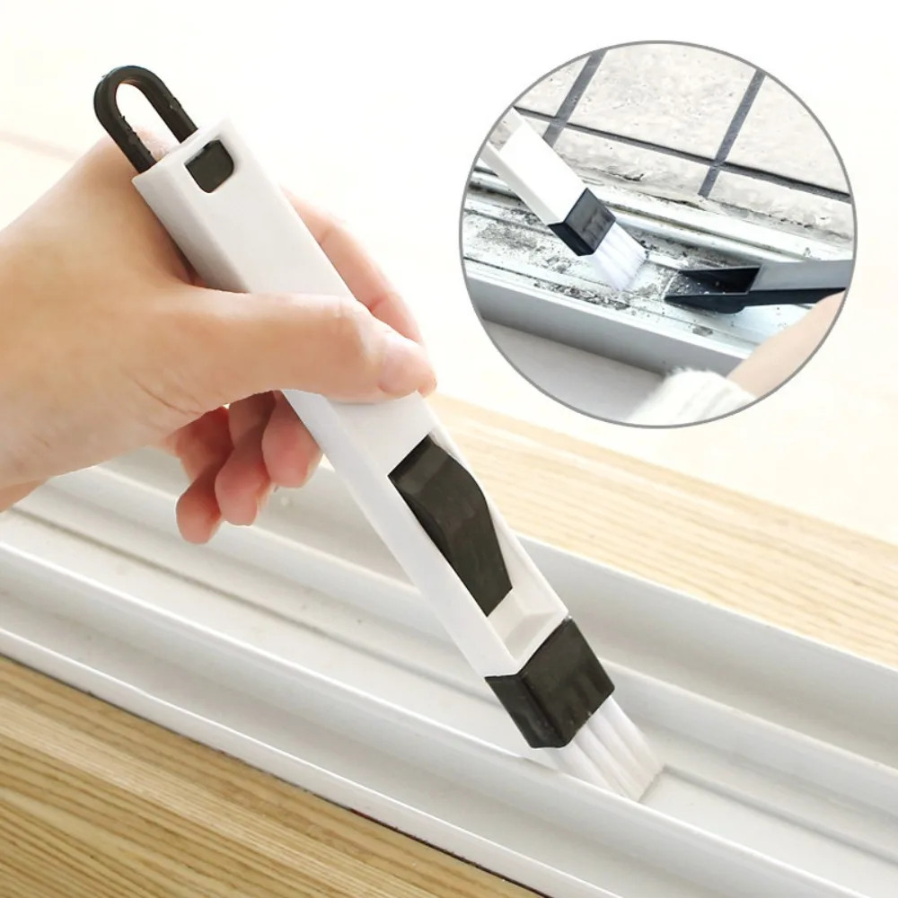 Multi-Purpose Door Window Groove Cleaning Brush with Dustpan for Kitchen and Bat