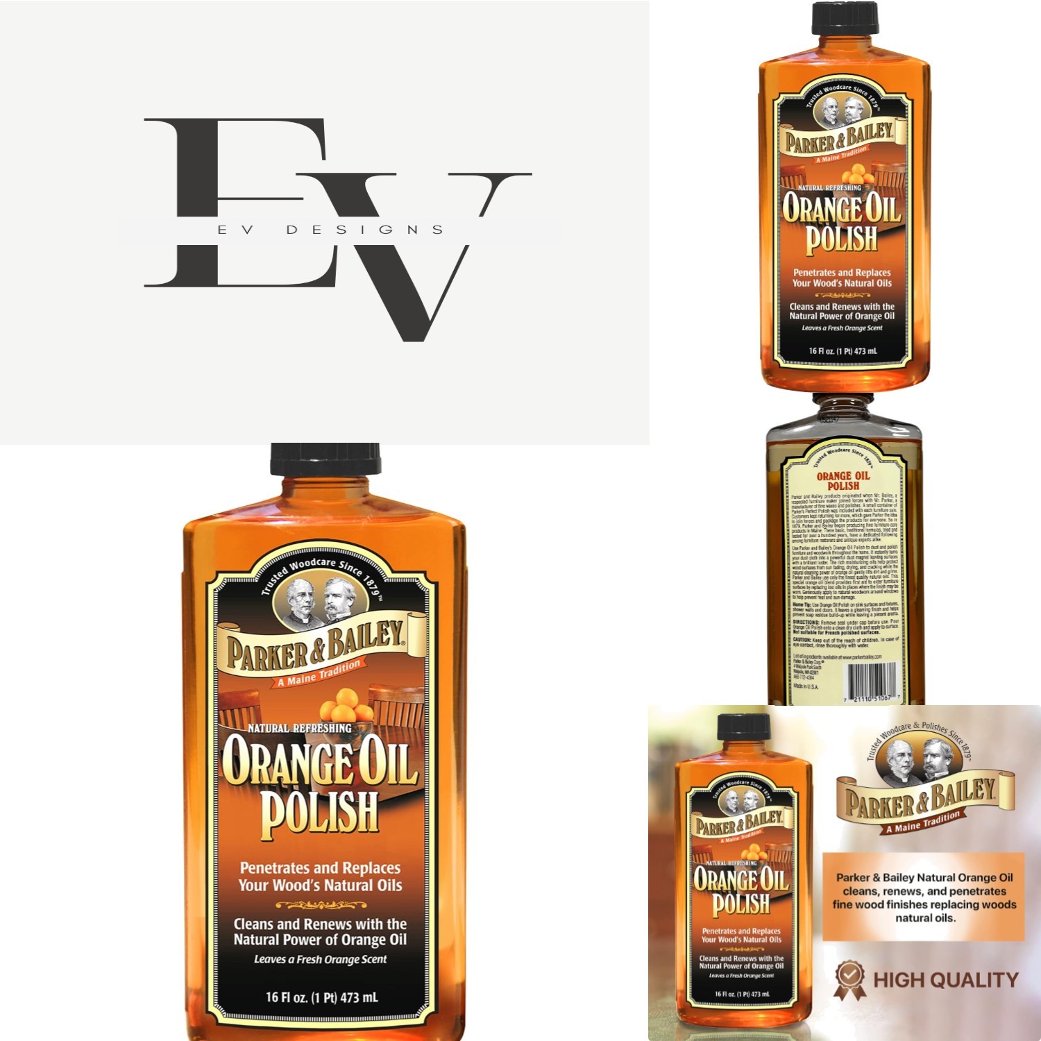 Orange Scented Wood Polish – 16 oz Cleaner for Restoring Furniture Finish
