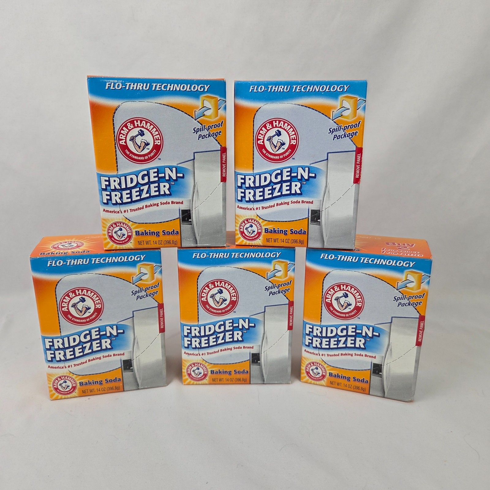 New Arm & Hammer Fridge-N-Freezer Baking Soda, 14 Oz. – Pack of 5