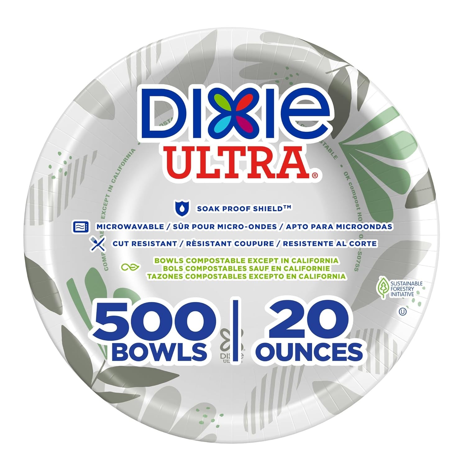 Dixie Ultra 20 oz Heavy-Weight Paper Bowls, Pathways, 500 Count, Bulk Case, 4