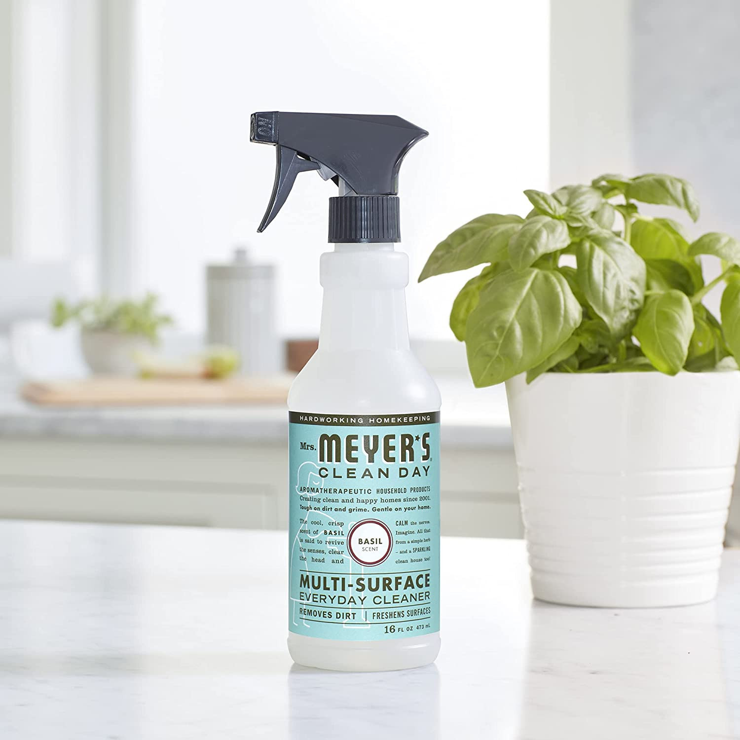 MRS. MEYER’S CLEAN DAY All-Purpose Cleaner Spray, Basil, 16 Fl. Oz, (Pack of 2)
