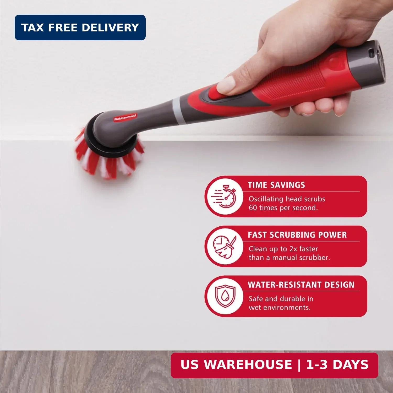 Rubbermaid Reveal Power Scrubber 18-Piece Kit, Cordless Electric Battery Powered