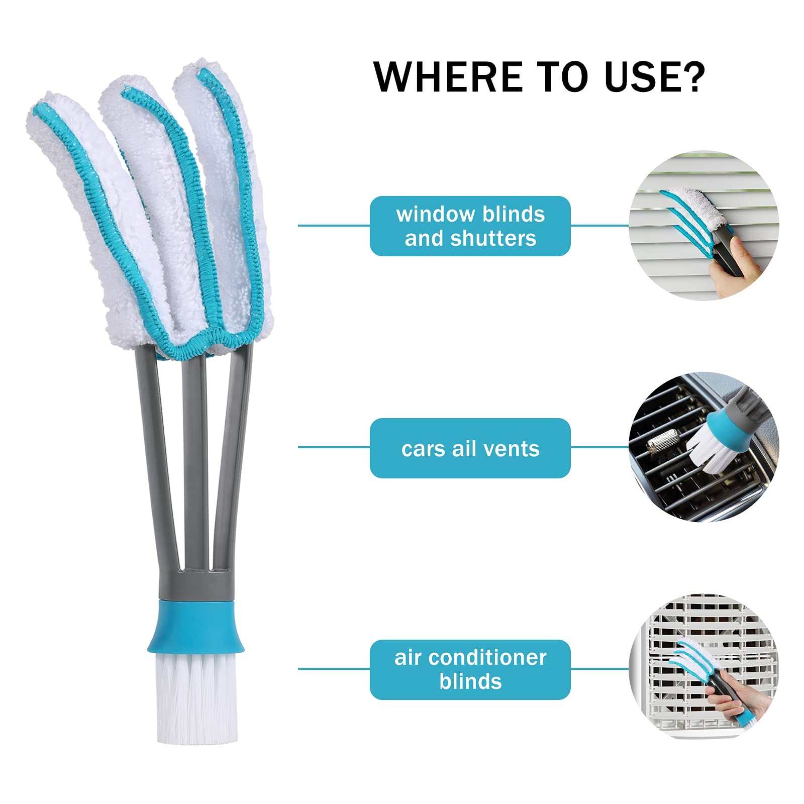 Blind Duster Window Cleaner Duster Brush With 5 Microfiber Sleeves Cleaning Tool