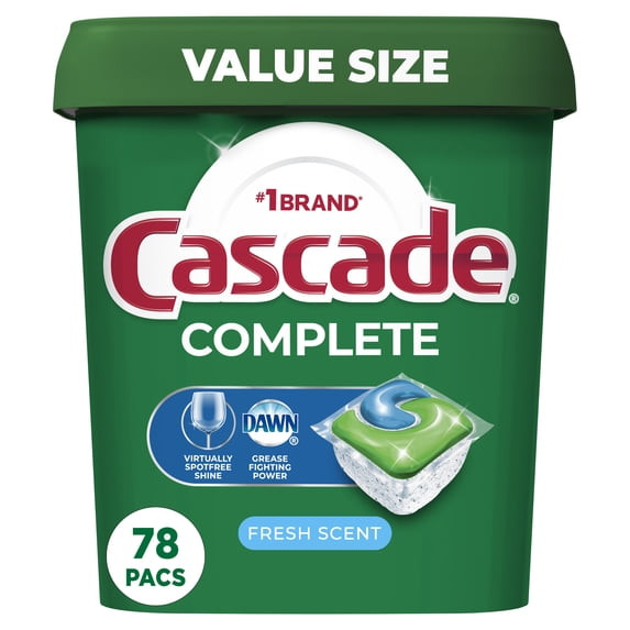 Cascade Complete Dishwasher Pods, Action Pacs Dishwasher Detergent, 78 Count