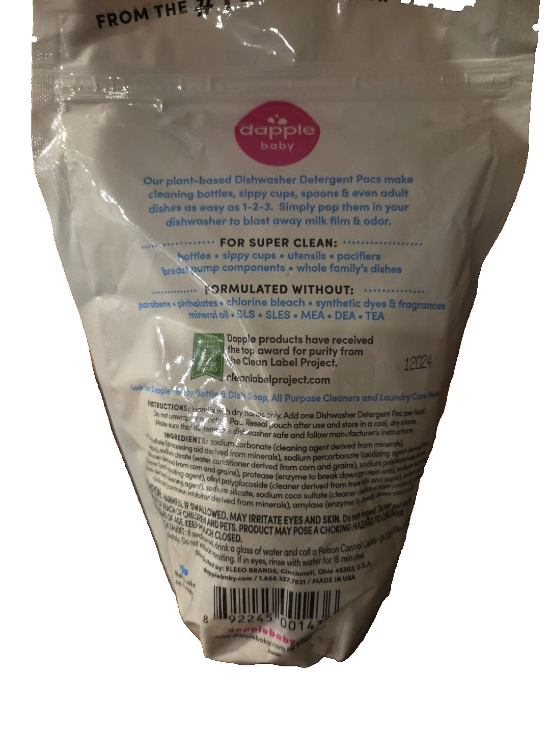 Dapple Baby Dishwasher Pacs, Hypoallergenic Dishwasher Pods 50 count (25 x 2)