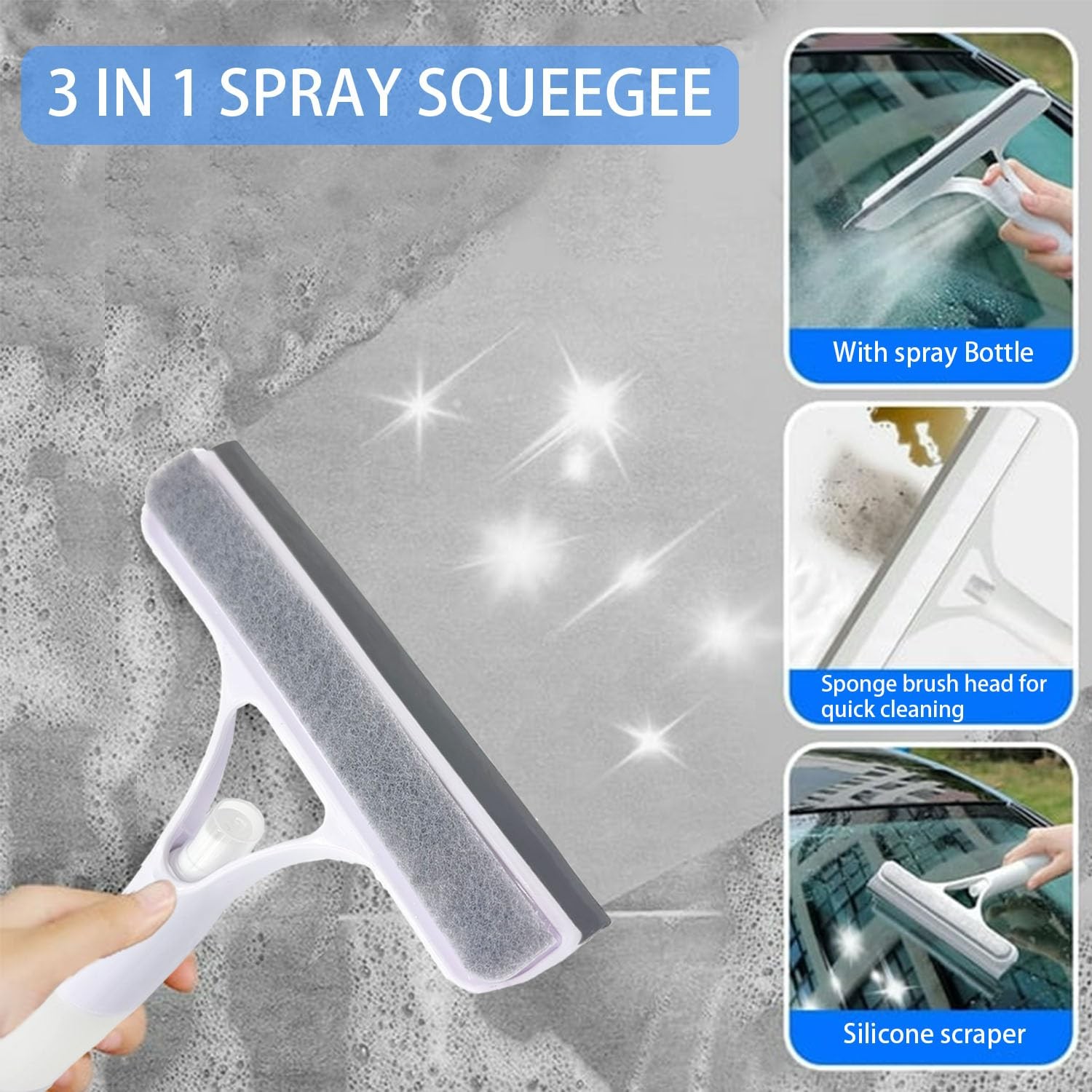 3 in 1 Spray Squeegee, 3 in 1 Window Cleaning Scraper, Window Squeegee with S…