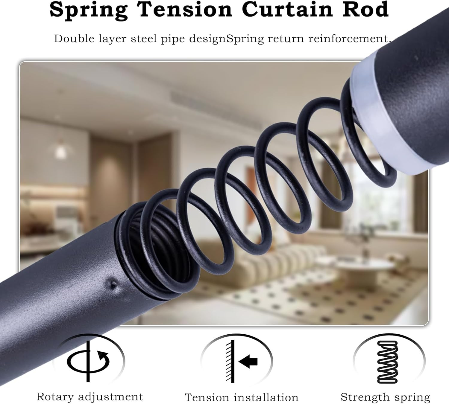 Shower Curtain Rod 31 to 49 Inch,Heavy Duty Adjustable Tension Rod No Drilling N
