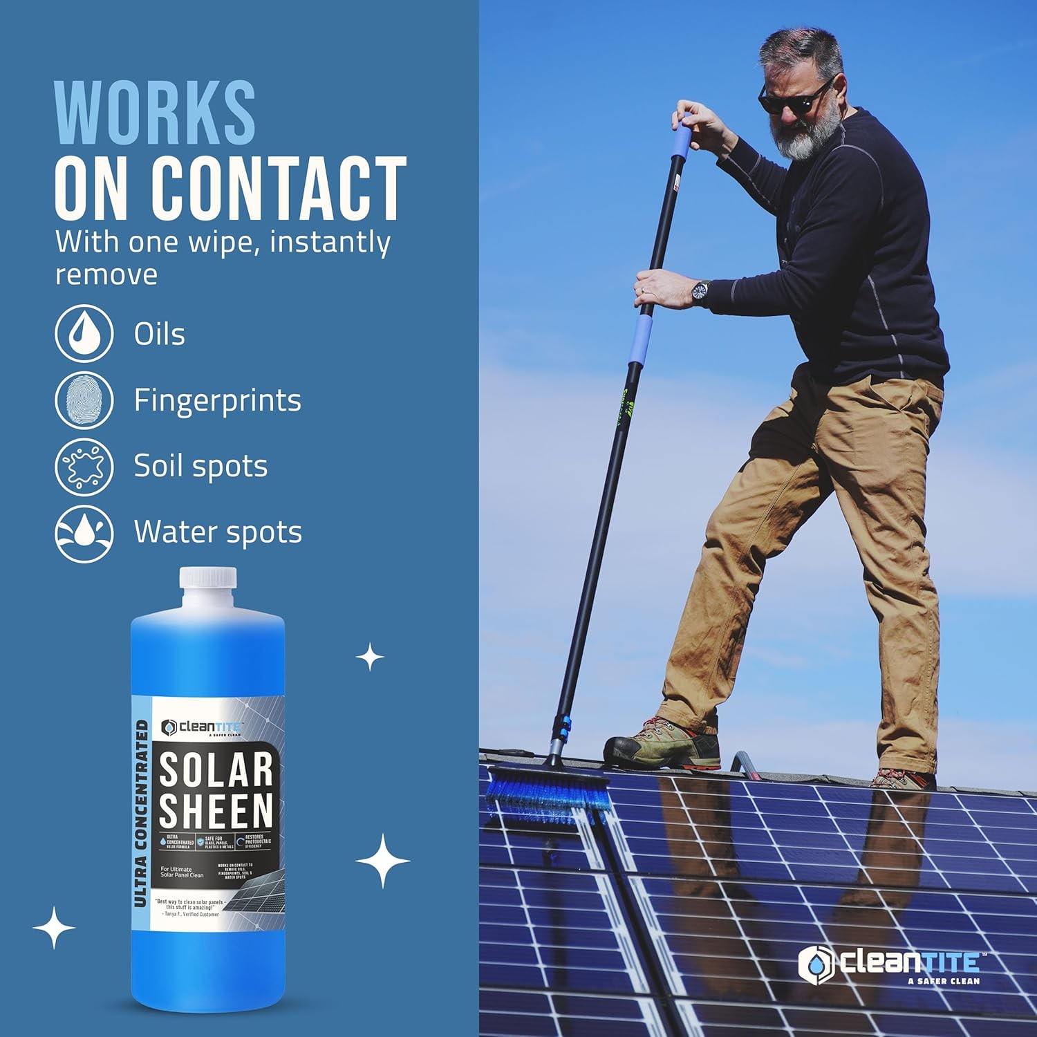 Solar Panel Cleaner 32 Oz Makes 128 G Super Concentrated Cleaning Solution Glass