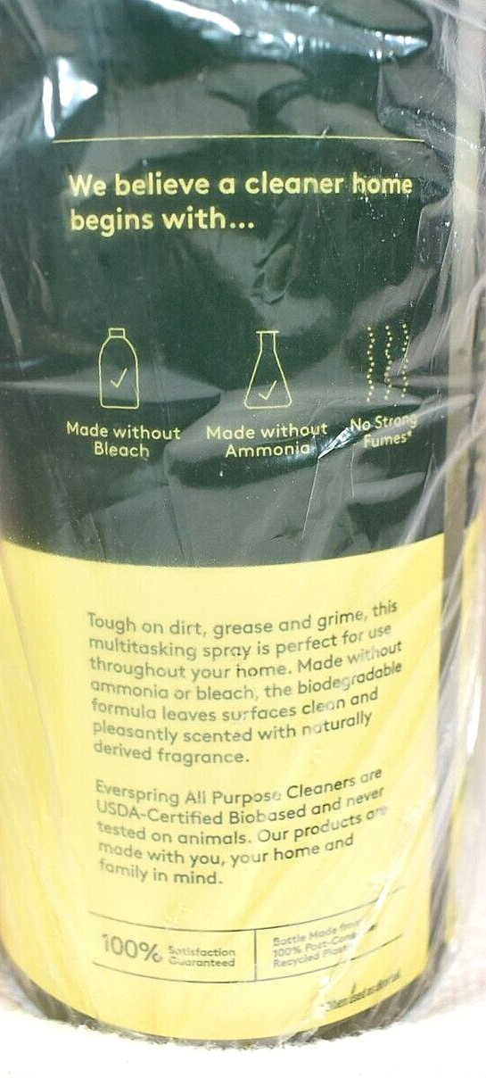 EVER SPRING All Purpose Cleaner Lemon Mint Scent – 2 Spray Bottles 28oz Each