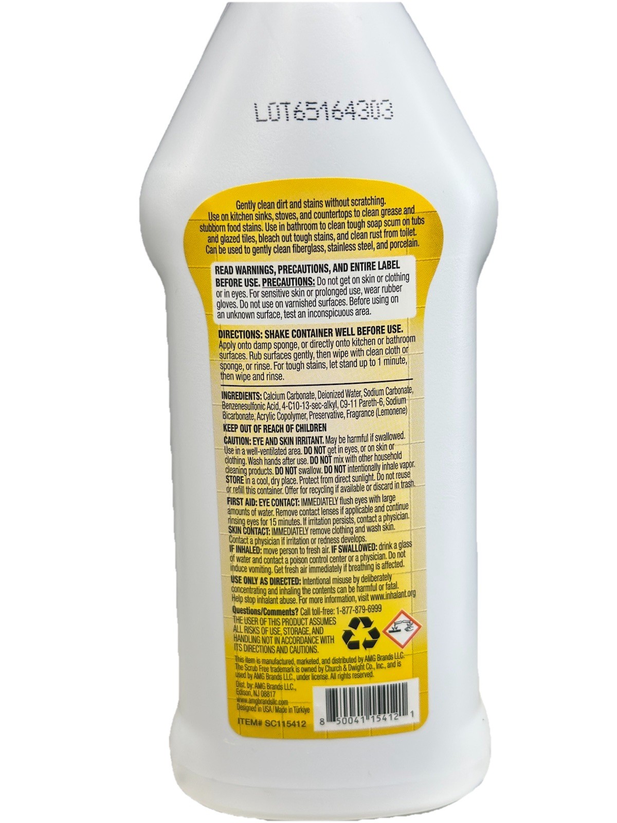4x Lot Scrub Free Cream Cleaning Cleanser Scratch Free & Lemon Scent 10 oz Each