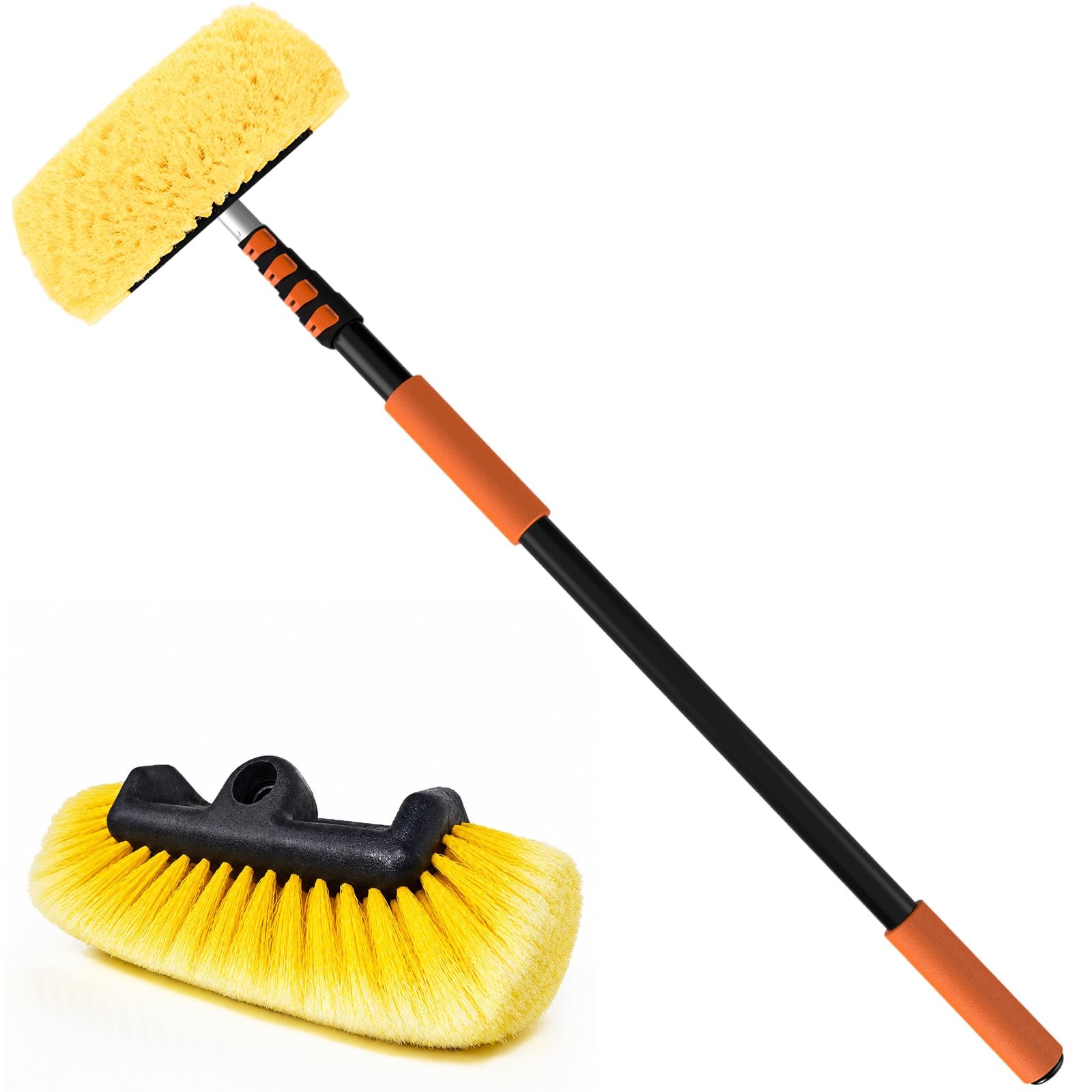 Car Wash Brush, 16FT Telescopic Car Wash Brush with Long Handle, 12-Inch Soft…
