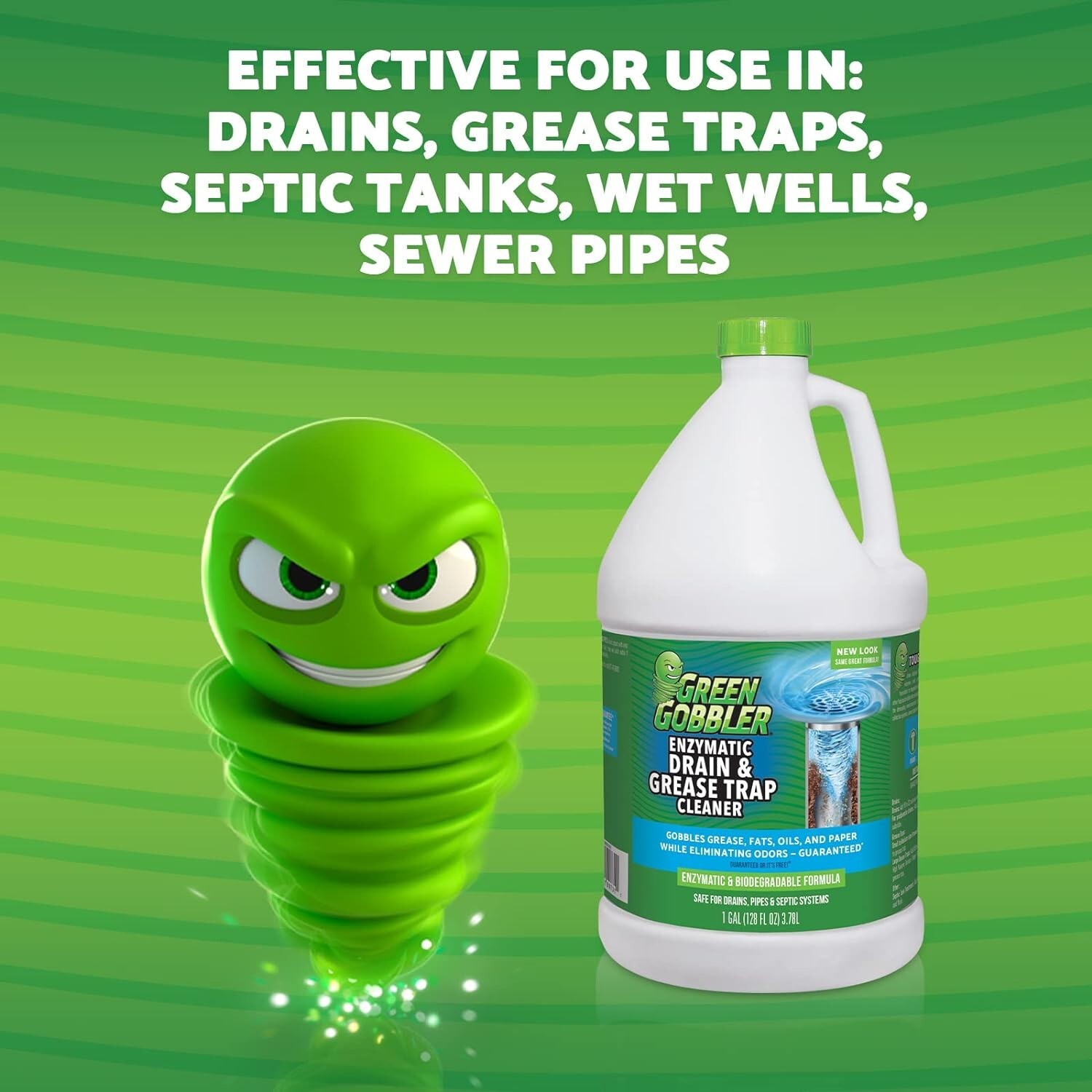 Enzyme Drain Cleaner – Controls Odors & Breaks Down Grease, Paper, Fat – 1 Ga…