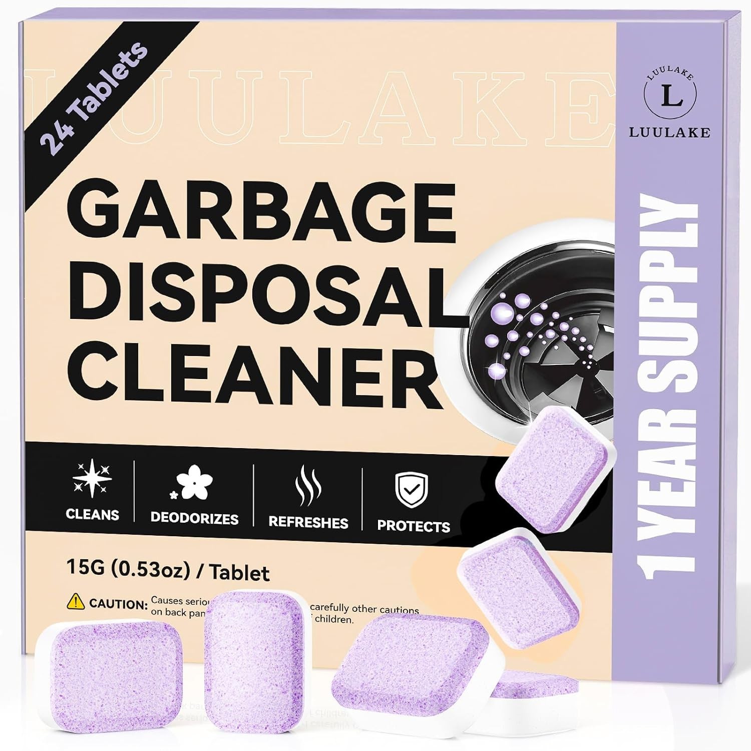 LUULAKE Garbage Disposal Cleaner Deodorizer Tablets – 24 Pack
