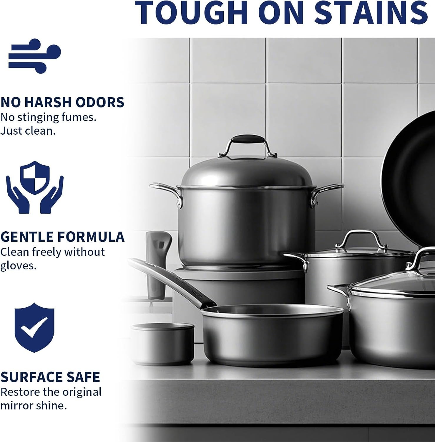 WETQUEEN Stainless Steel Cleaner and Polish Kit – Heavy Duty Cookware Cleanser P