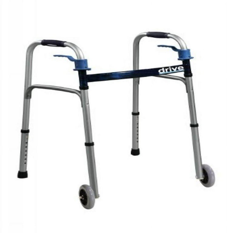 Drive Medical Trigger Release Folding Walker – Lightweight Brushed Steel Desig