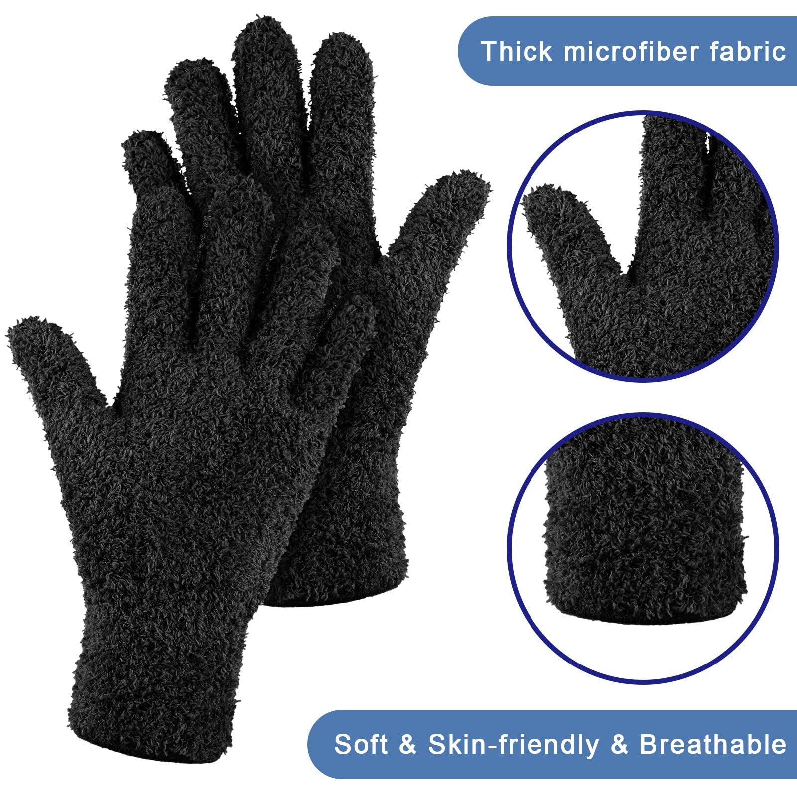 Bencailor 6 Pairs Microfiber Dusting Gloves, Medium, Bright Color