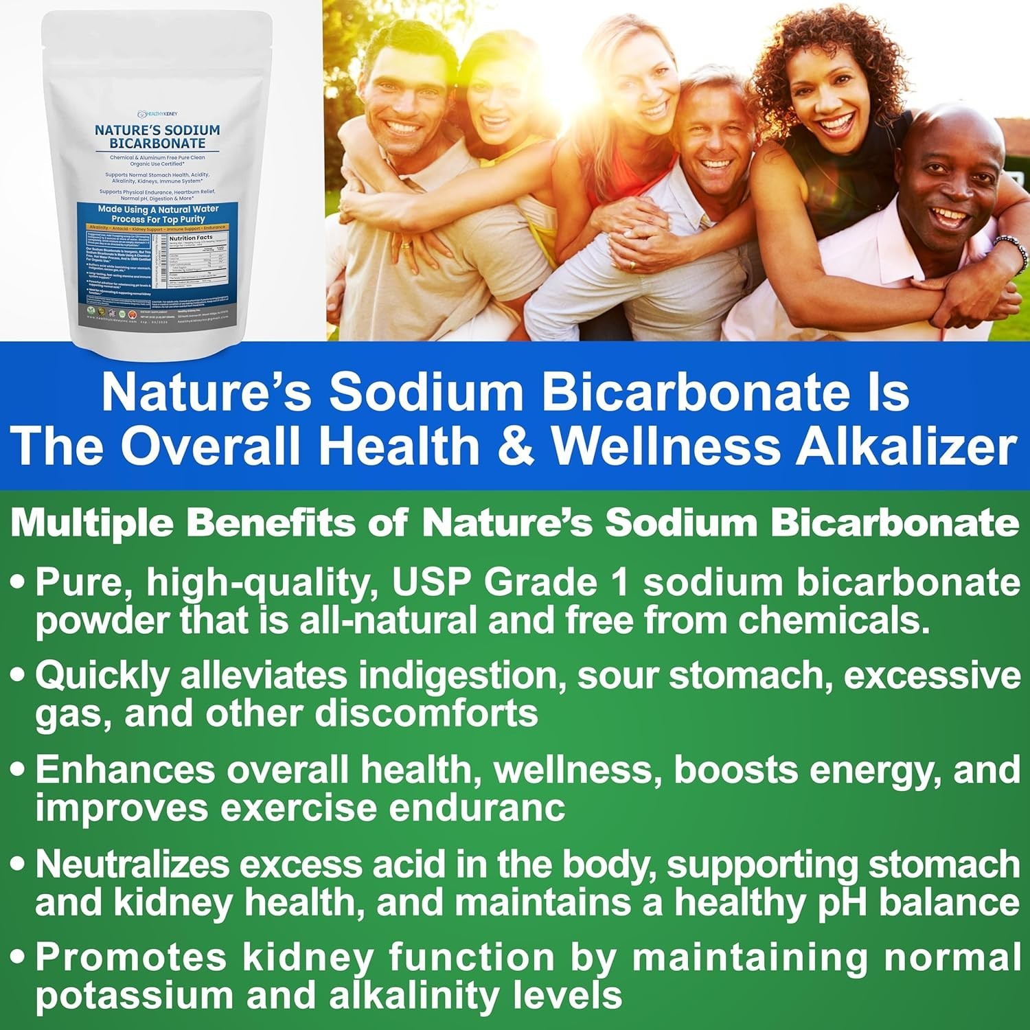 Nature’s 1lb Aluminum Free Sodium Bicarbonate – Digestive & Athletic Support
