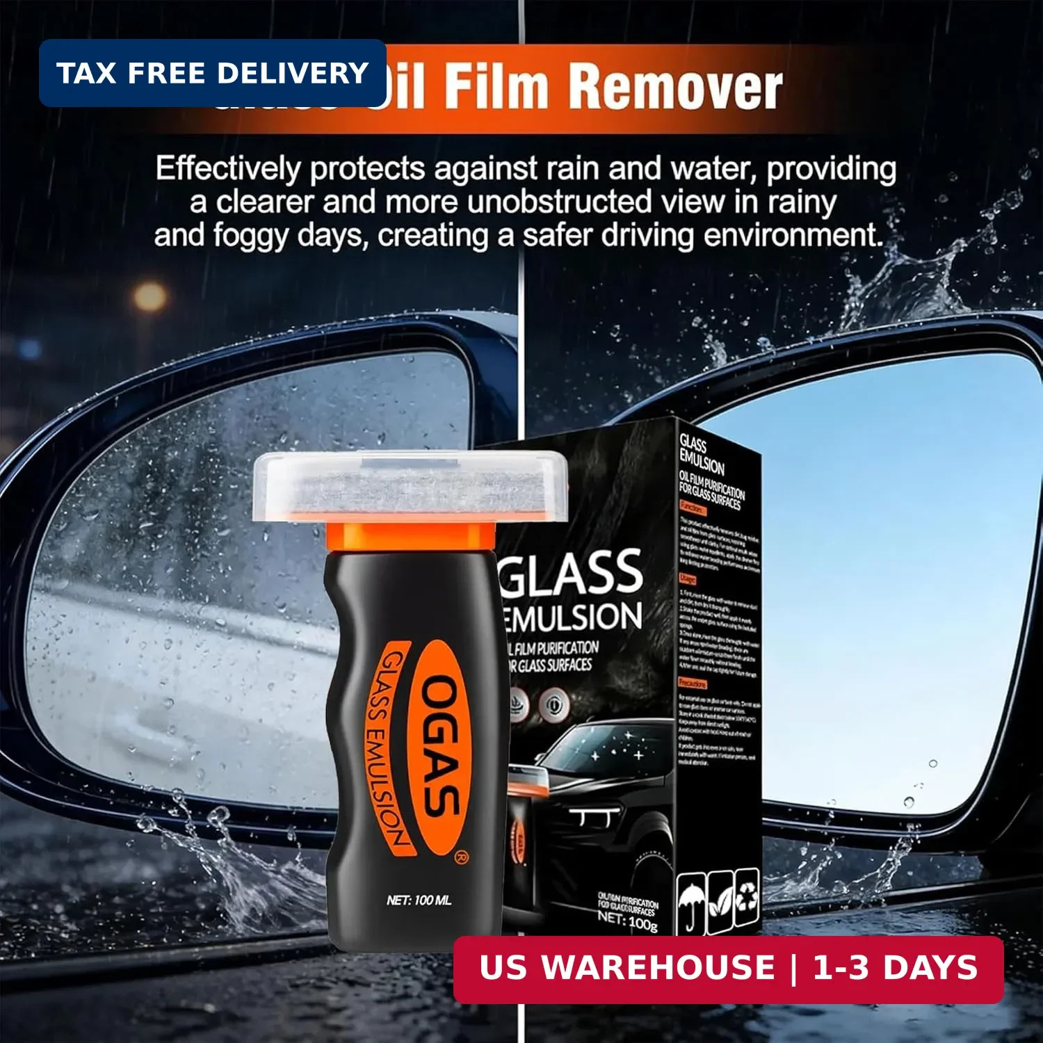 Car Windshield Cleaner & Glass Oil Film Remover, 100ml x 2PCS Car Glass Cleaner