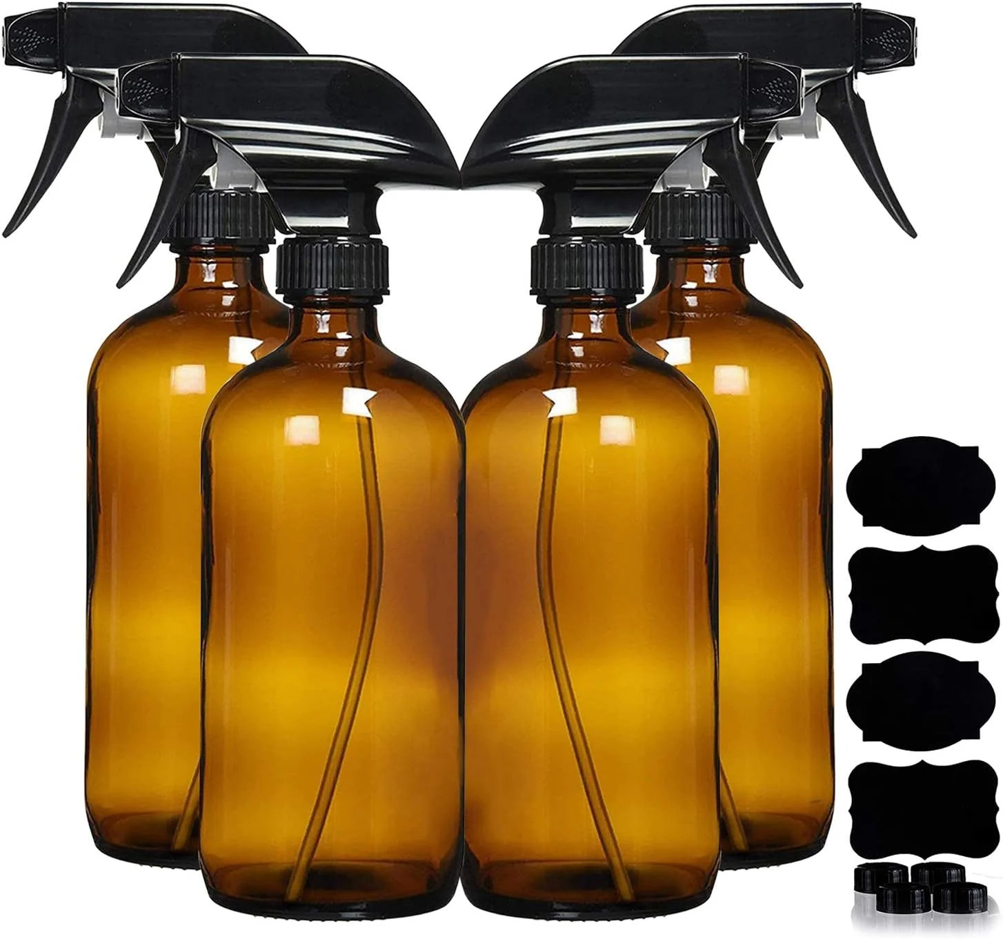 Homeries Amber Glass Spray Bottles For Cleaning Solutions (4 Pack) – 16 Ounce, R