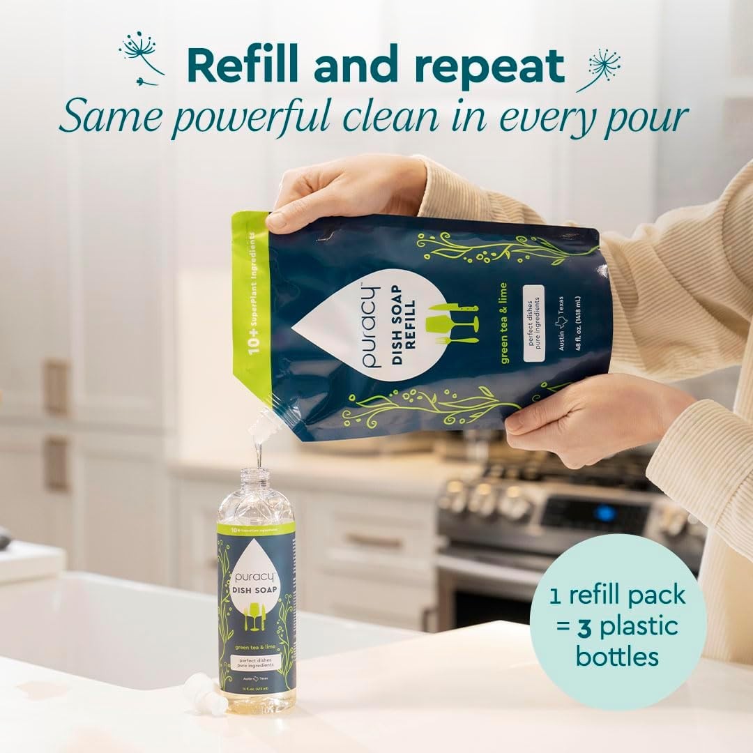 Natural Dish Soap Skin-Softening Plant-Based Dishwashing Soap Non-Toxic Dish