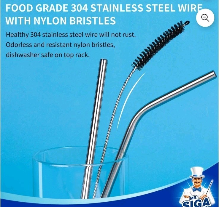 MR.Siga Straw Cleaner Brush, 10 inch Stainless Steel Straw Brush,Pipe Cleaner…