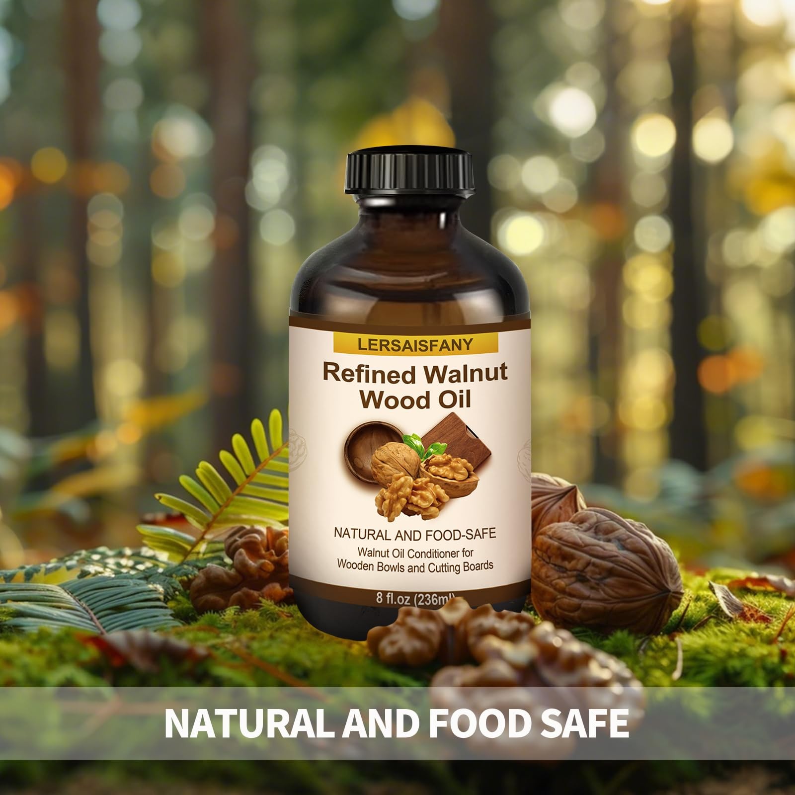 Walnut Wood Oil Bowl Conditioner Food Safe for Wooden Cutting Board and 8oz