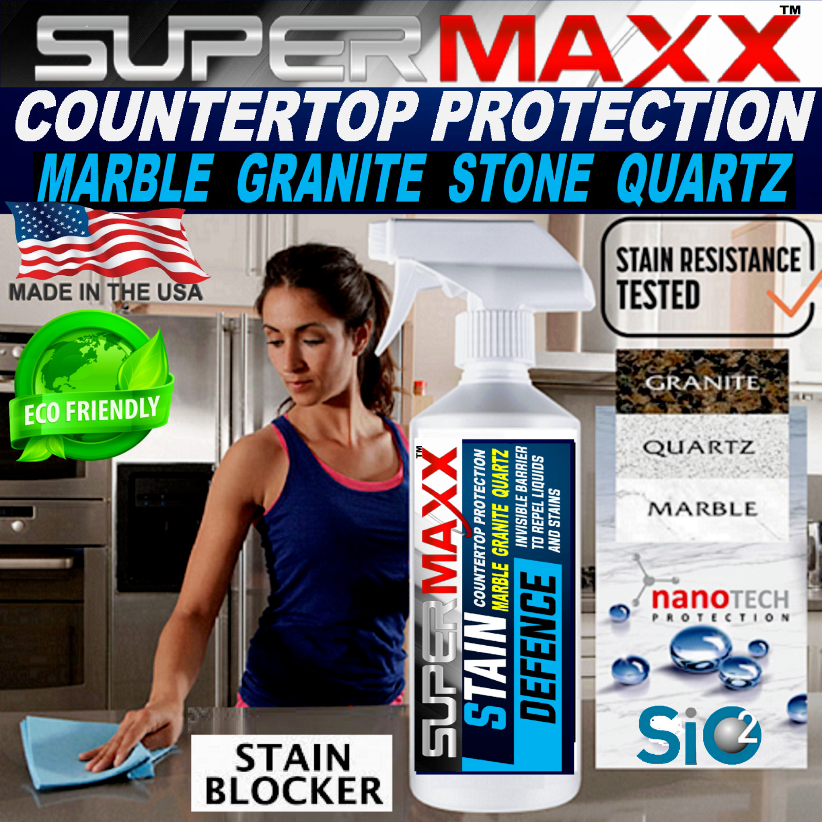 STONE SEALER GRANITE MARBLE QUARTZ COUNTERTOP PROTECTION STAINLESS CERAMIC SPRAY