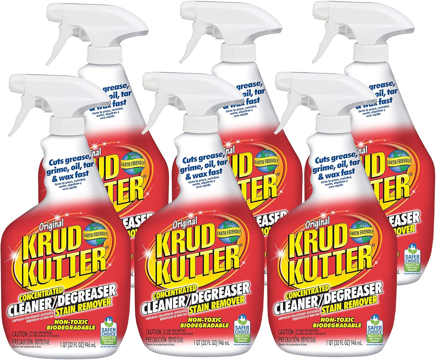 KK326-6PK Original Concentrated Cleaner/Degreaser Stain Remover Spray, 32 Oz, 6