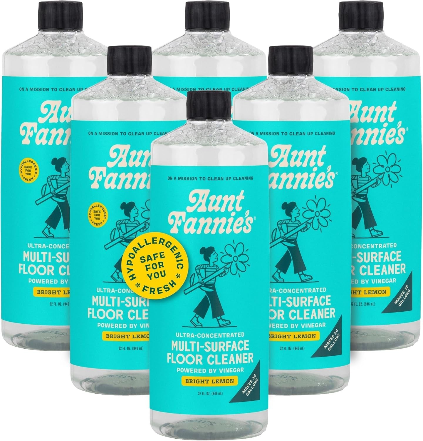 Concentrated Floor Cleaner, Bright Lemon Scent, 6-Pack