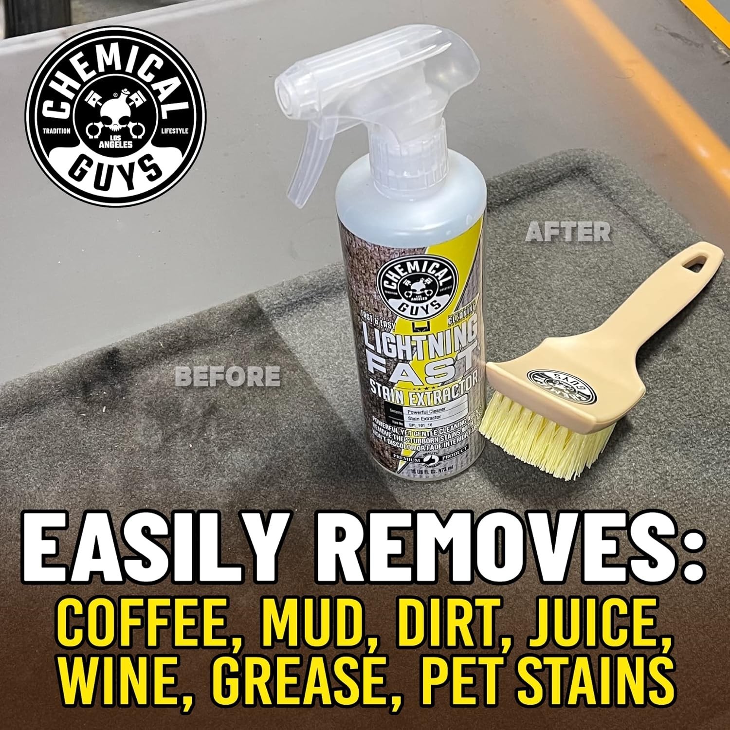Carpet and Upholstery Stain Remover Chemical Guys Lightning Fast 16 oz Fabric