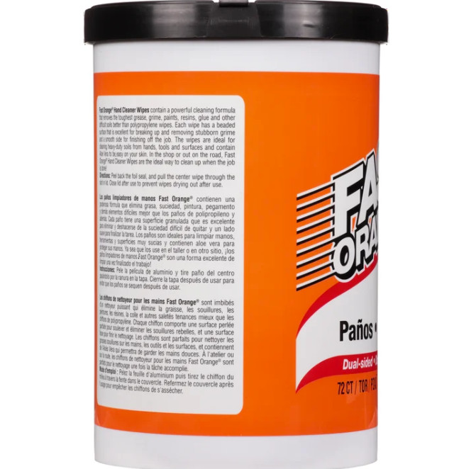 (4 pack) Permatex Fast Orange Hand Cleaner Wipes, 72-Count Container Clean Scent