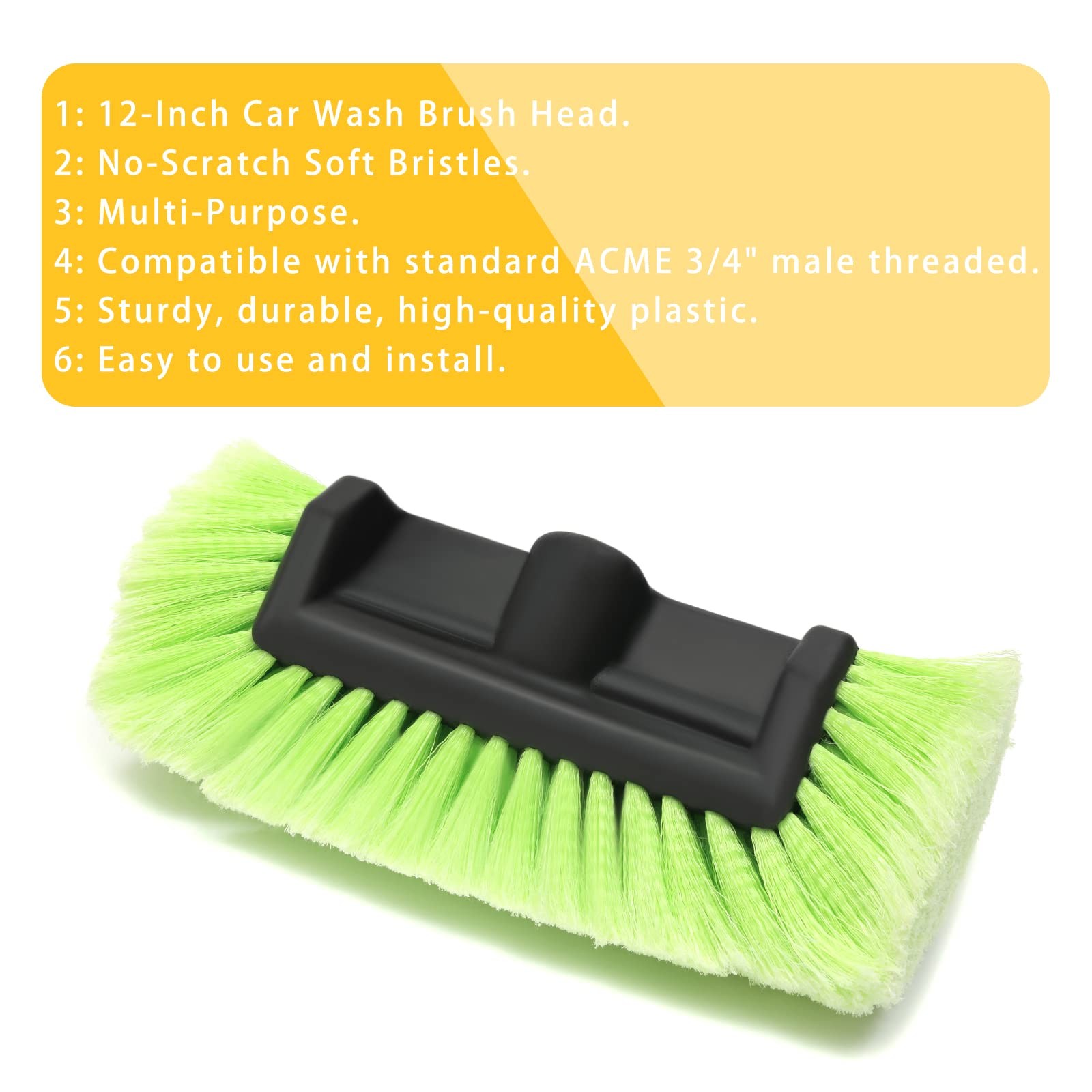 12″ Car Wash Brush with Soft Bristle Auto RV Truck Boat Camper Car Exterior W…
