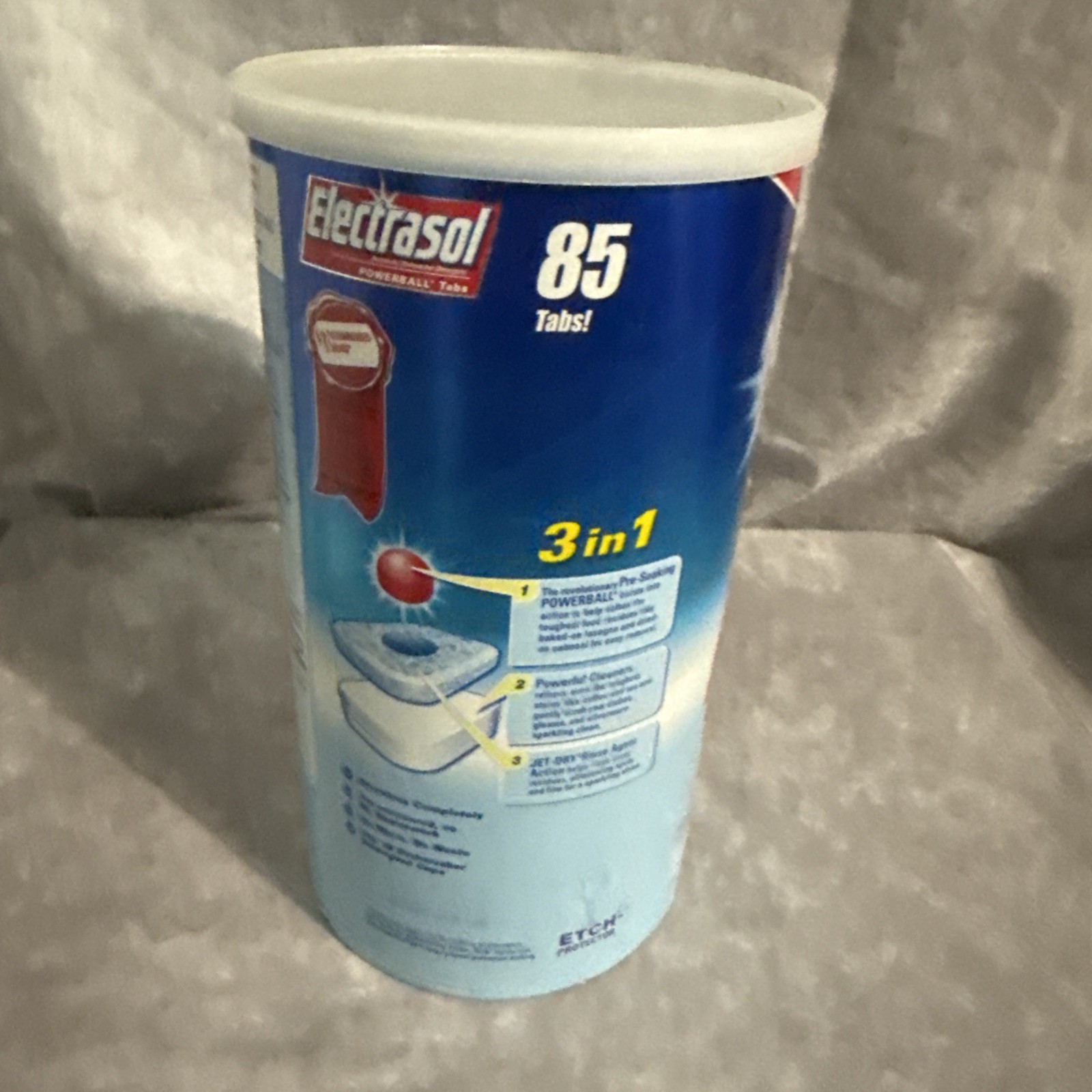 Vintage Electrasol 3-in-1 Tabs with Jet-Dry Powerball Open Box 55 Tabs Discontin