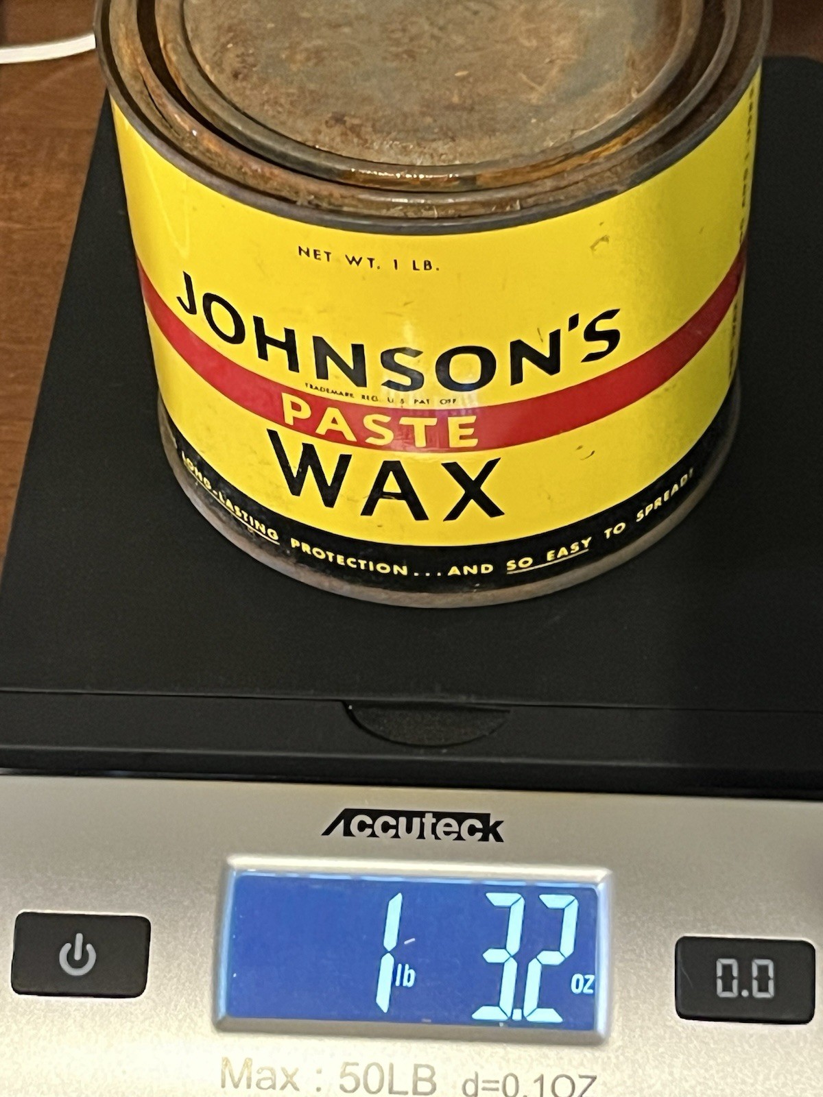 Original Formula Johnson’s Paste Wax 16 Oz. Can ALMOST Full See Weight Photo