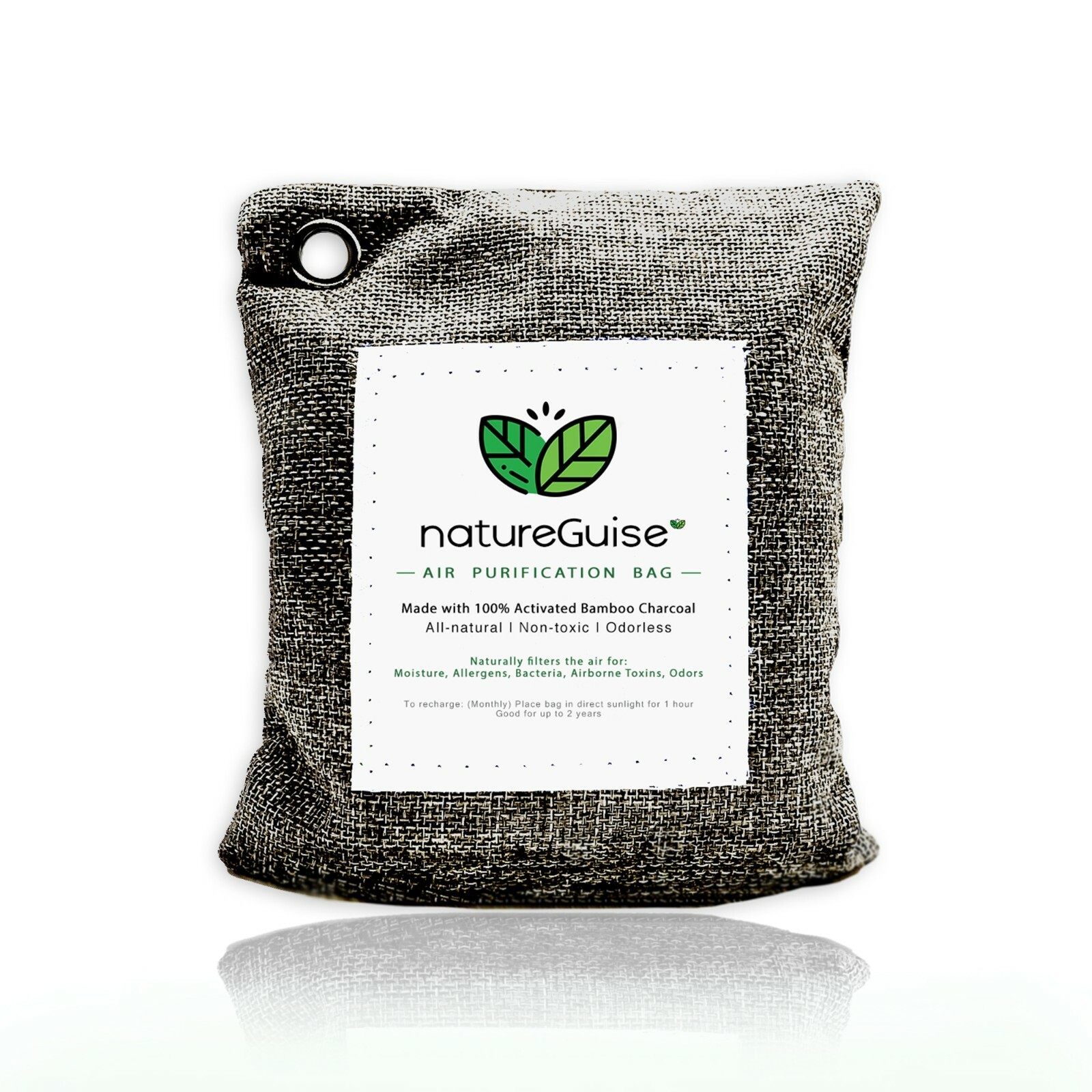 4-Pack Activated Bamboo Charcoal Bag Filter / Natural Air Purifier -NatureGuise