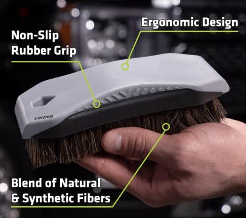 VIKING Leather Cleaner Brush, Horsehair Bristles for Car Leather – Brown