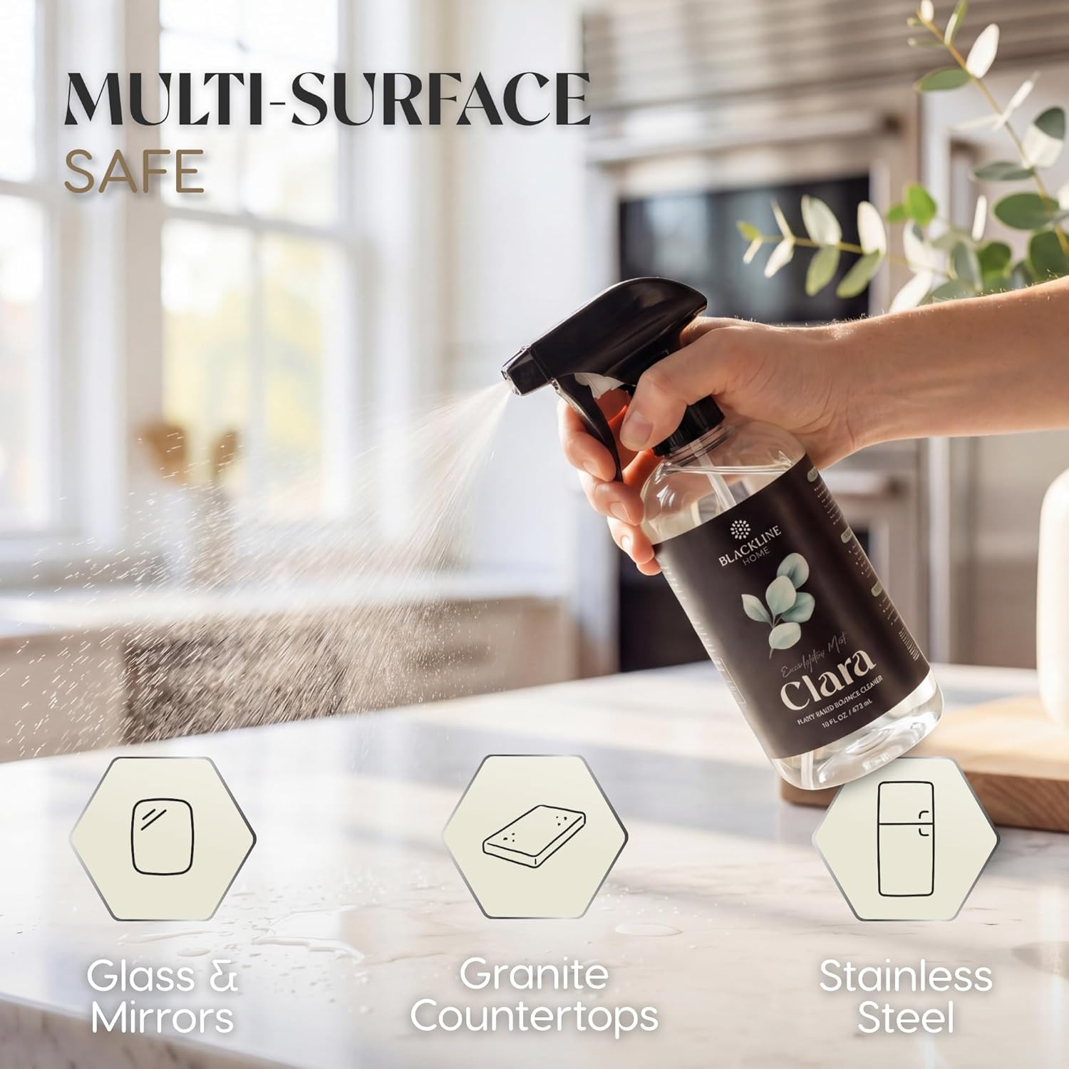 Home Clara — Plant-Based Surface Cleaner — 16 Fl Oz | Streak-Free, Biodegradable