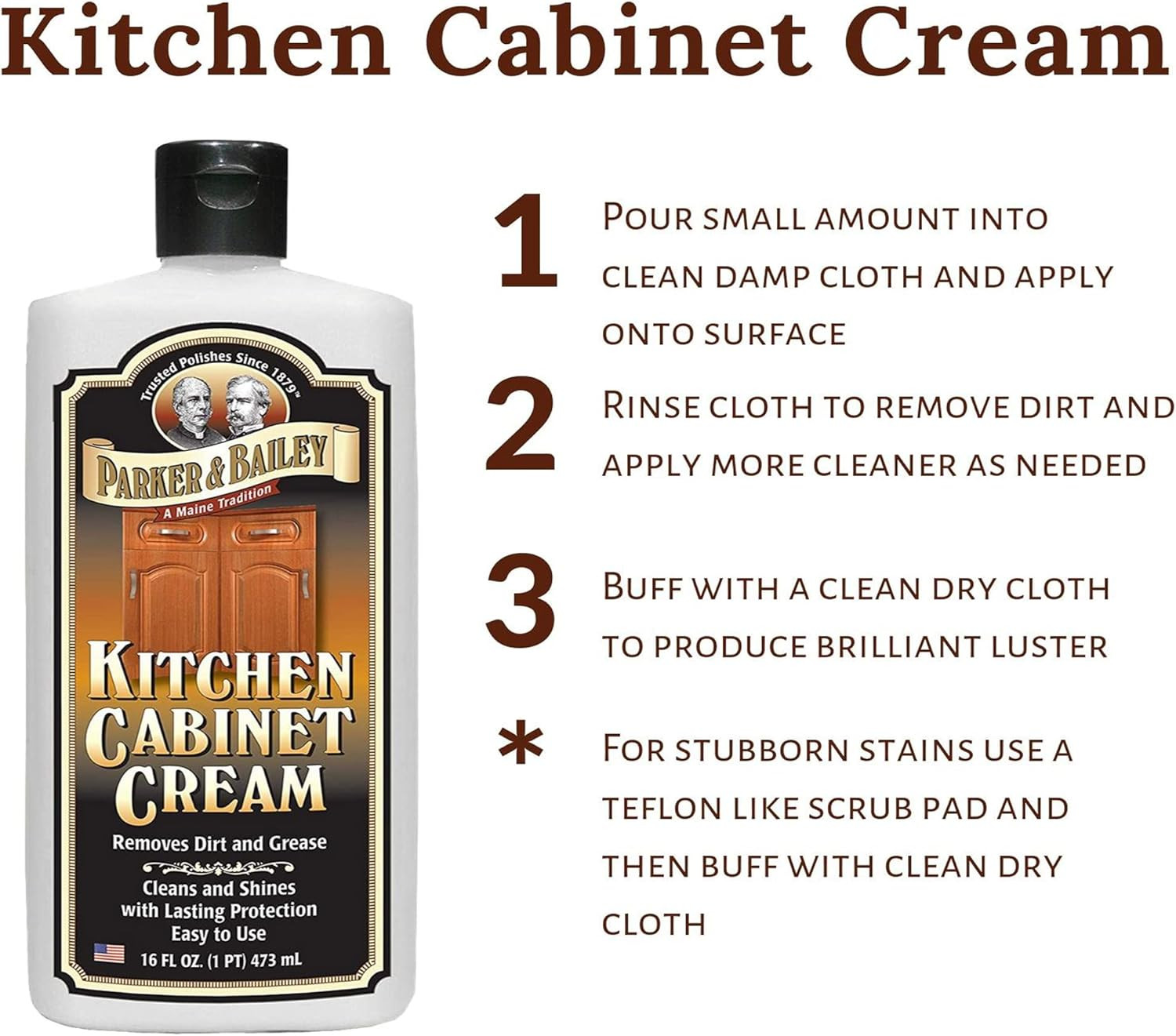 Parker and Bailey Kitchen Cabinet Cream-Wood Cleaner-Grease Remover 16 Oz (3)