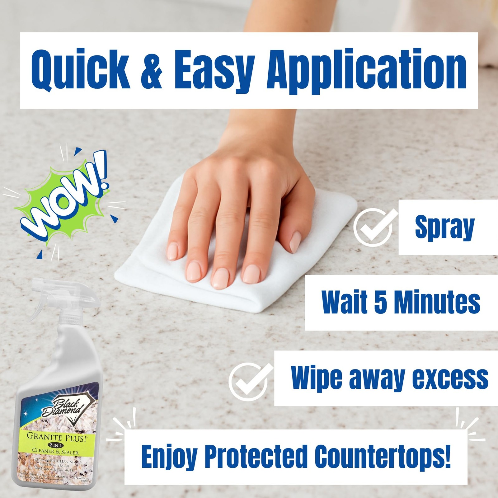 Granite Plus 2-in-1 Cleaner & Sealer for Granite & Quartz Counters, 32 oz