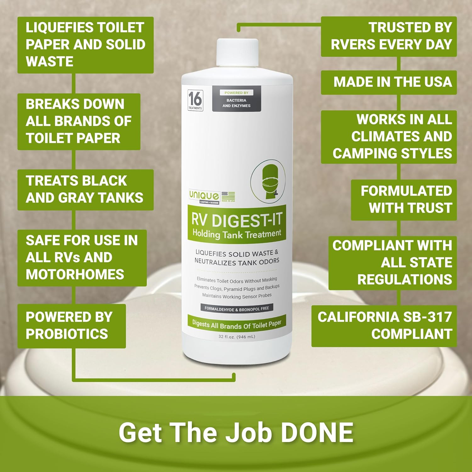 Unique RV Digest-It Black Water Tank Treatment 32 Ounces