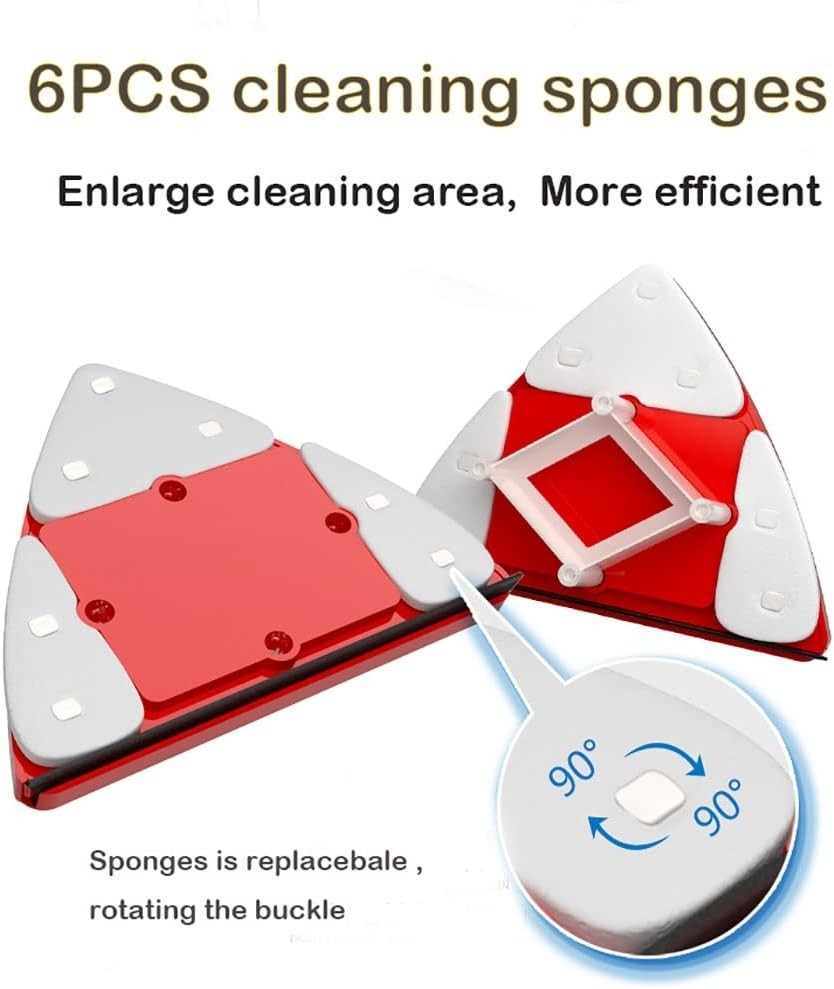 Magnetic Double-Sided Glass Cleaner with Scouring Pads – Red Modern Design