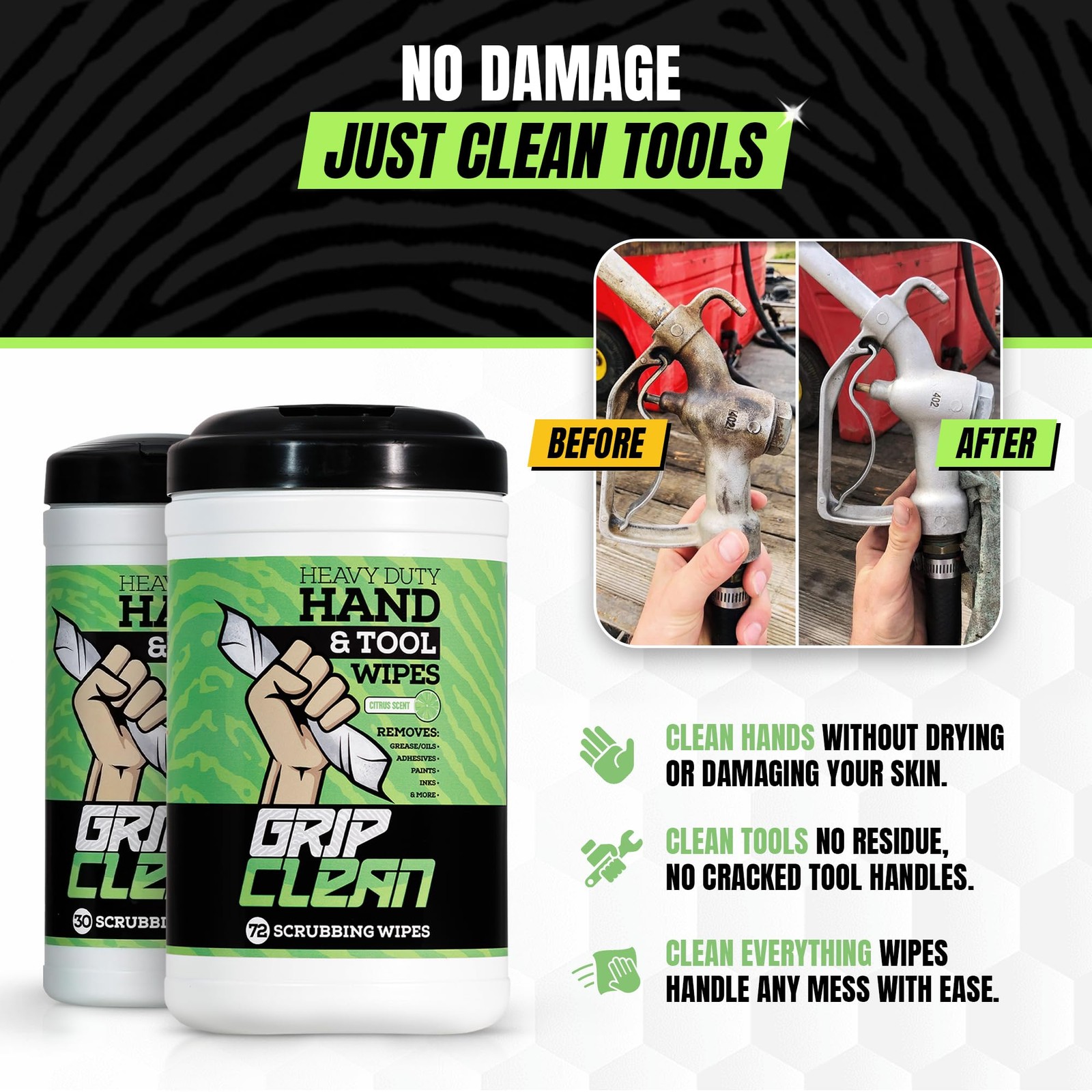 Heavy Duty Hand & Tool Cleaning Wipes – Waterless Hand Cleaner for Mechanics,…