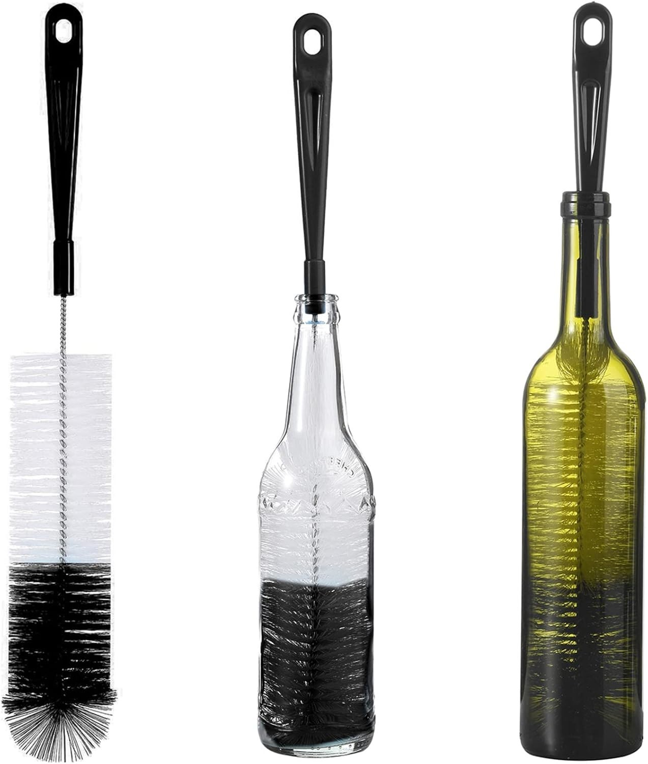 3-Pack Flexible Long Neck Bottle Brush – Ideal for Kombucha & Sports Bottles