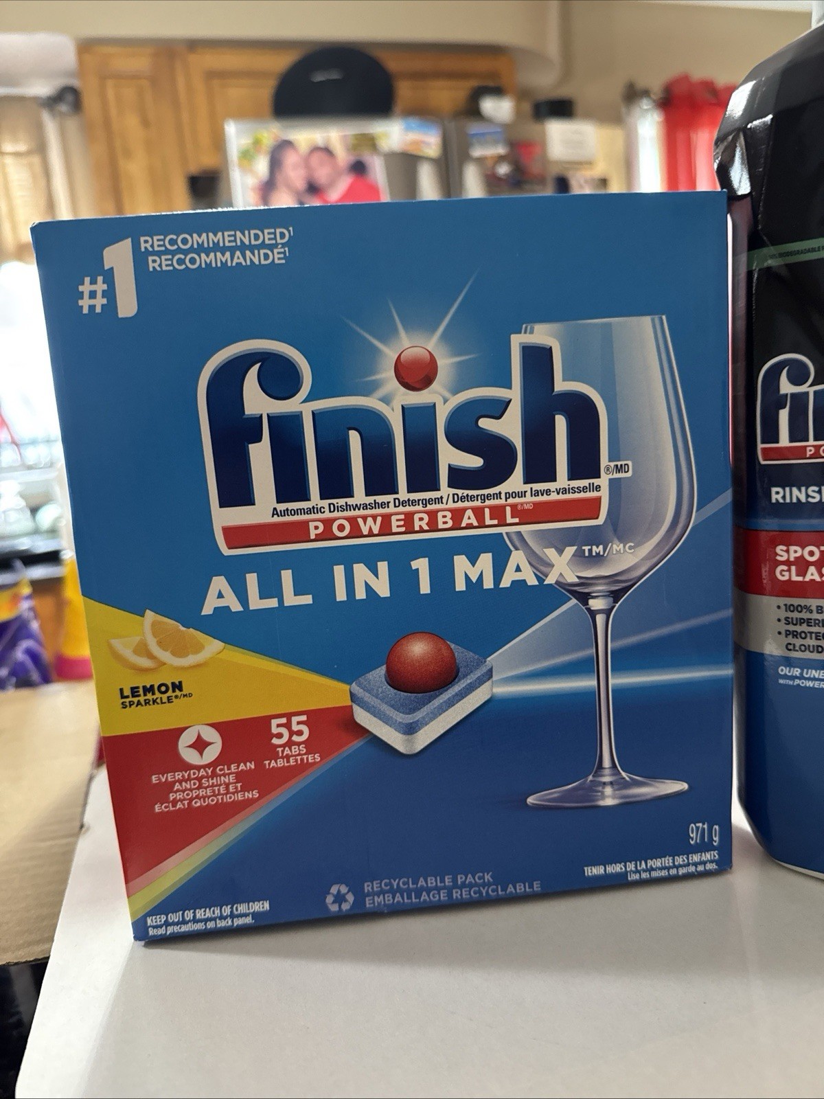 Finish All in 1 Lemon Dishwasher Tablets 55ct + Rinse Aid 800mL